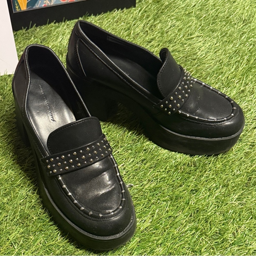 Elegant Black Studded Loafers Italian leather Designer